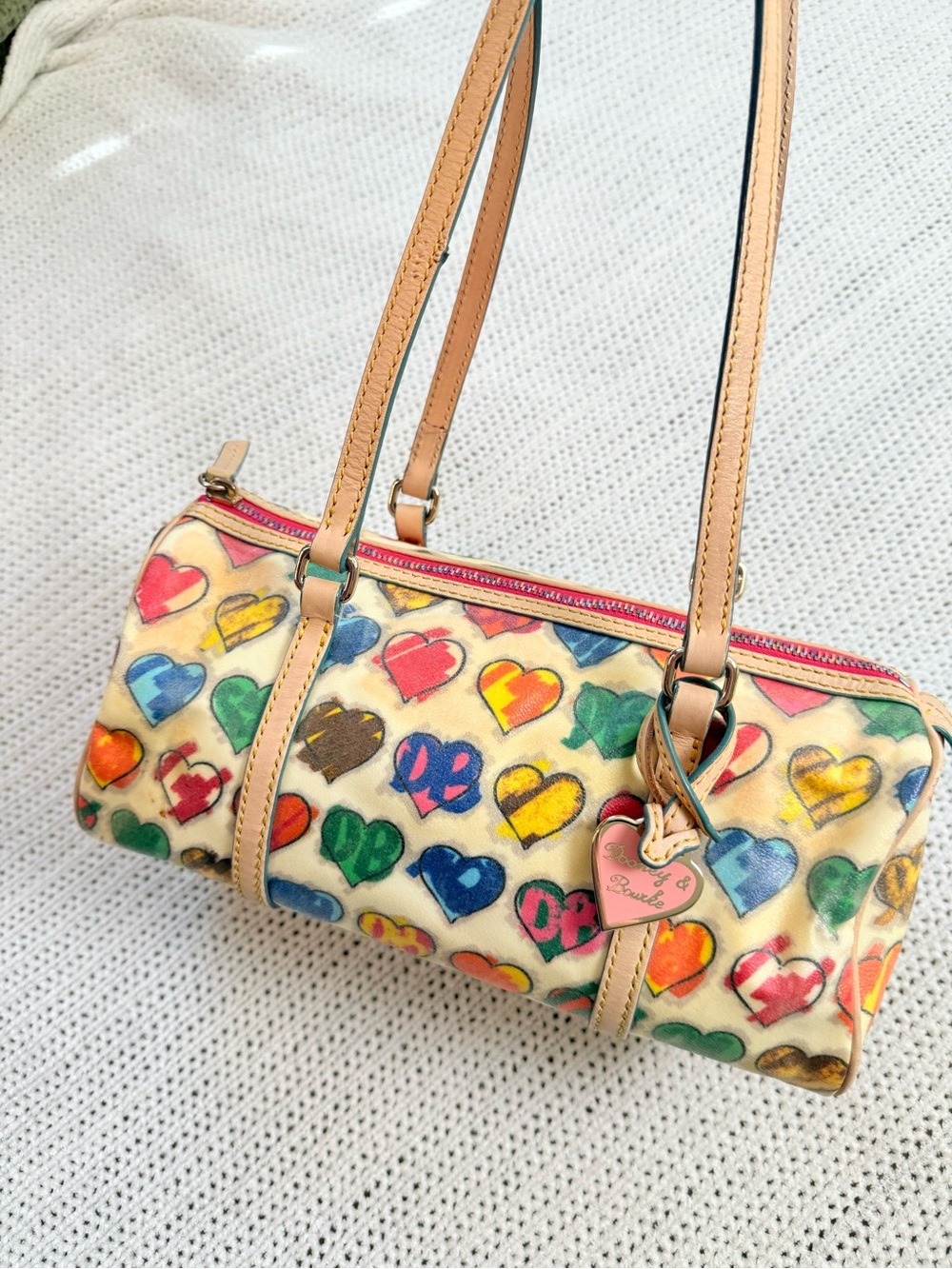 Dooney & Bourke Heart-Print Barrel Shoulder Bag - Multicolor